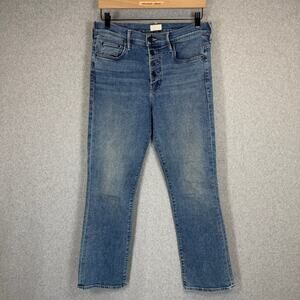 MOTHER The Pixie Insider Ankle Womens 29 Blue Wash Flare Jean Stretch Button Fly